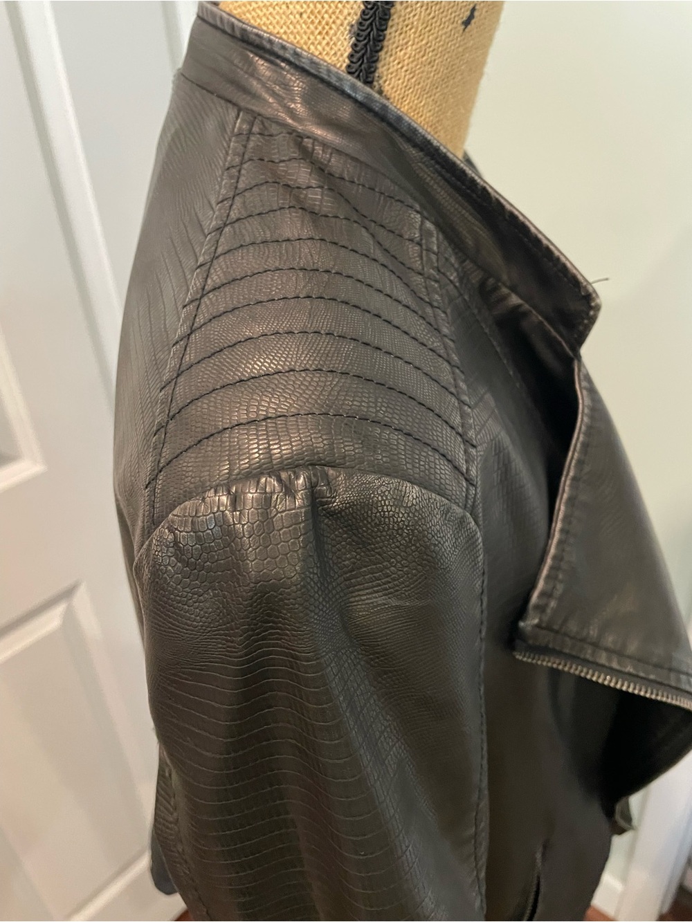 G by Giuliana Black Faux Leather Asymmetrical Jacket - Picture 4 of 8